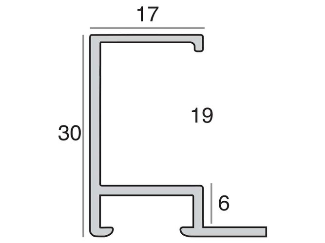 17mm 'Aluminium AP36' Silver Satin Length Frame Moulding