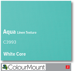 Colourmount White Core Aqua Linen Texture Mountboard 1 sheet