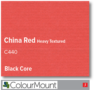 Colourmount Black Core China Red Heavy Textured Mountboard 1 sheet