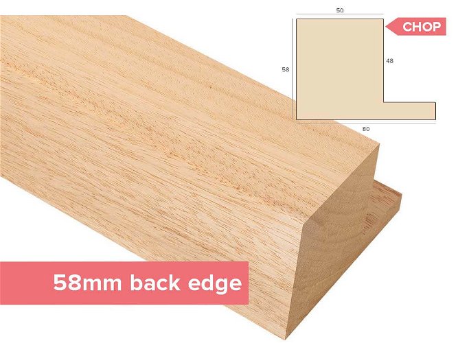 Chop 50x58mm 'Bloc L Style' Bare Wood Ayous