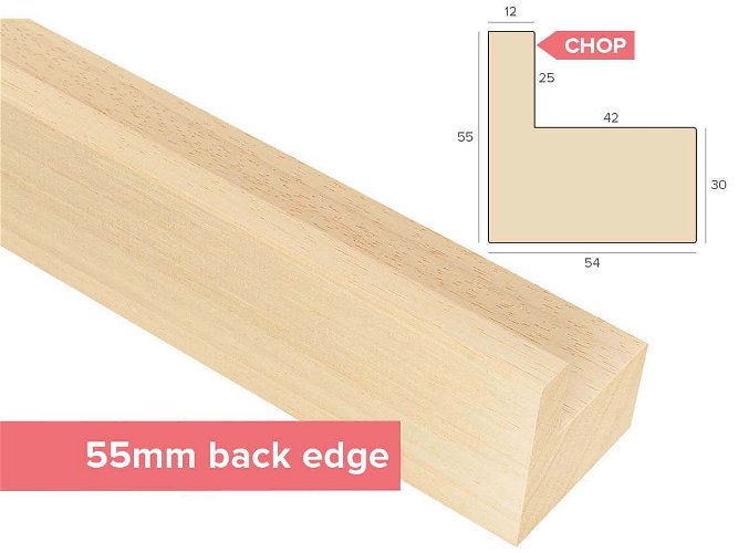 Chop 12x55mm 'Bare Wood L Style' Ayous