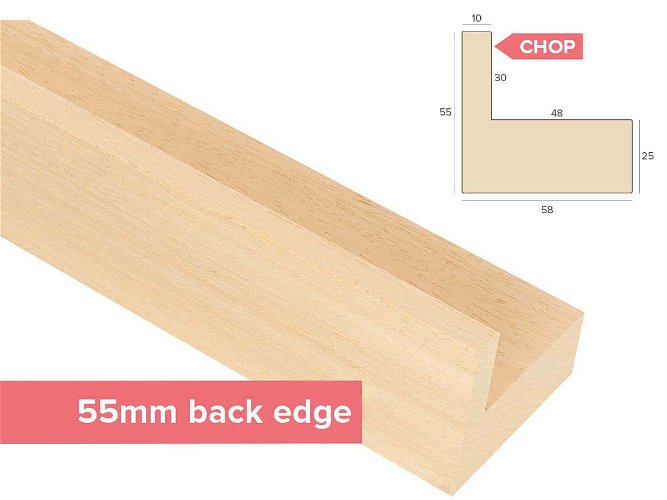 Chop 10x55mm 'Bloc L Style' Bare Wood Ayous