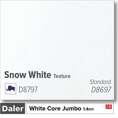 Daler Bright White Core Jumbo Snow White Texture Mountboard 1 sheet