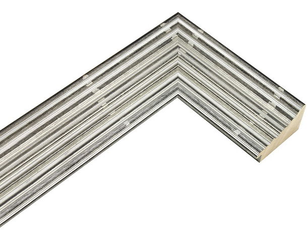 60mm 'Camerata' Silver Leaf, Distressed Black Frame Moulding