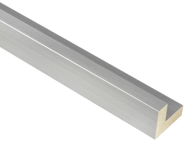 12mm 'Soho L Style' Soft Silver 21mm rebate FSC™ Certified 100% Frame Moulding