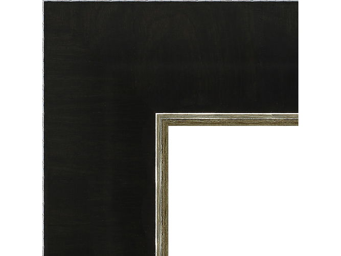 69mm 'Arden' Ebony veneer Silver Sight Edge Frame Moulding