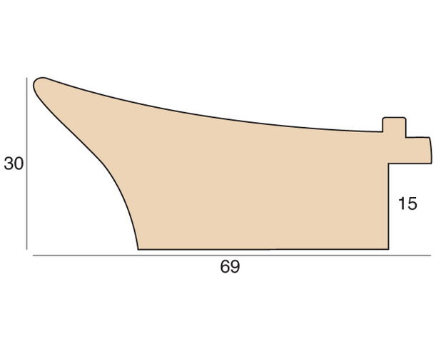 69mm 'Arden' Ebony veneer Silver Sight Edge Frame Moulding