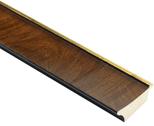 69mm 'Arden' Chestnut veneer Gold Sight Edge Frame Moulding