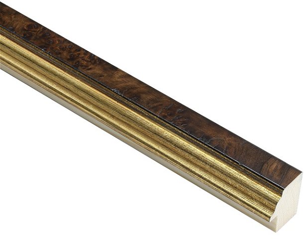 25mm 'Cowdray' Chestnut Burl Veneer Gold Sight Edge Frame Moulding