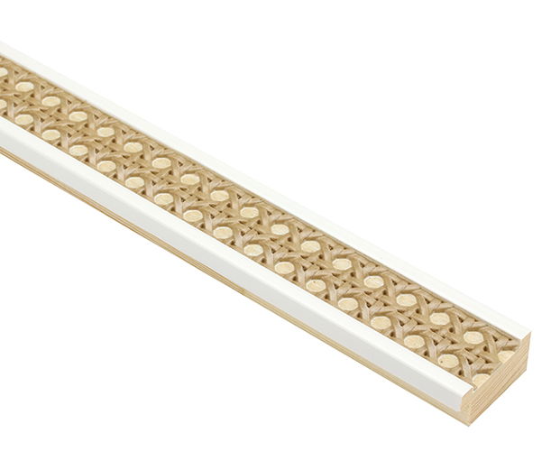 38mm 'Rattan' White Frame Moulding