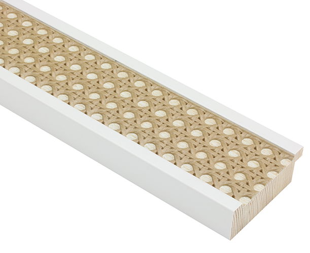 69mm 'Rattan' White Frame Moulding