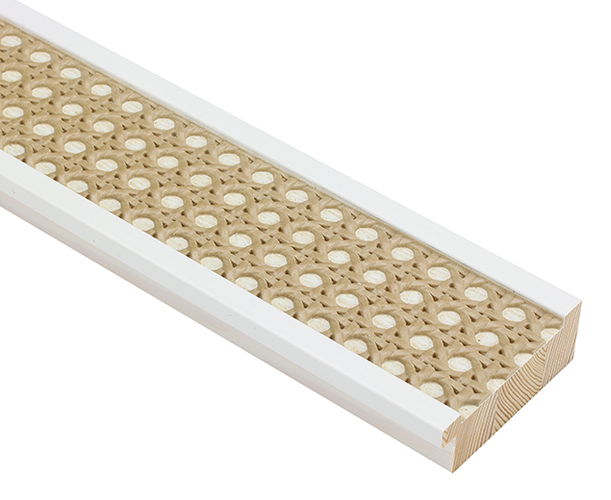 69mm 'Rattan' White Frame Moulding