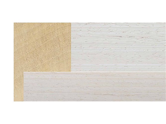 50mm 'Bloc L Style' White Washed Open Grain 48mm rebate Frame Moulding