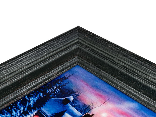 74mm 'Alpine' Distressed Black Frame Moulding