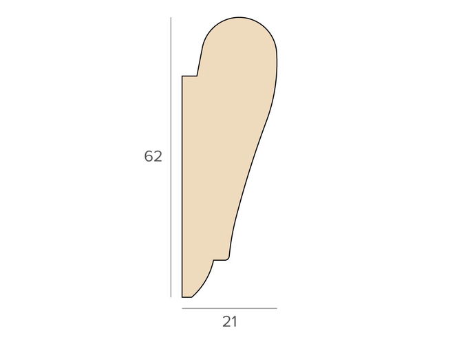 62mm 'Picture Rail' Pine Modern