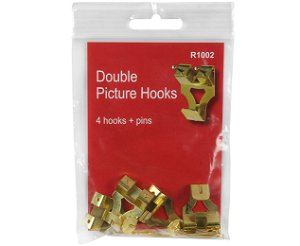 Two pin Picture Hooks 4 with 8 pins in polypack