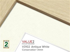 VALUE2 Conservation Antique White 1.4mm Level 2 Mountboard 1 sheet
