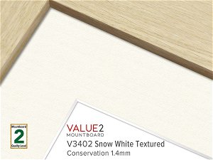 VALUE2 Conservation Snow White Textured 1.4mm Level 2 Mountboard 1 sheet